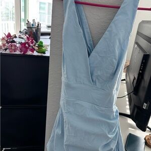 Blue Blush Powder Blue Backless Cocktail Dress